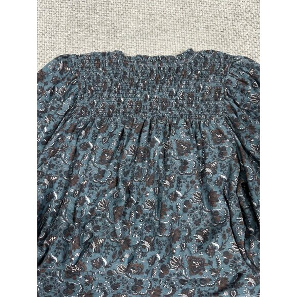 Nation Ltd Top Womens Extra Small Blue Floral‎ Marion Babydoll Smocked Tee - Picture 6 of 11